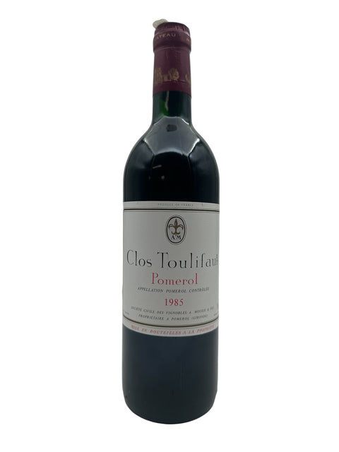 Flasche Clos Toulifaut Pomerol 1985 mit Weinetikett