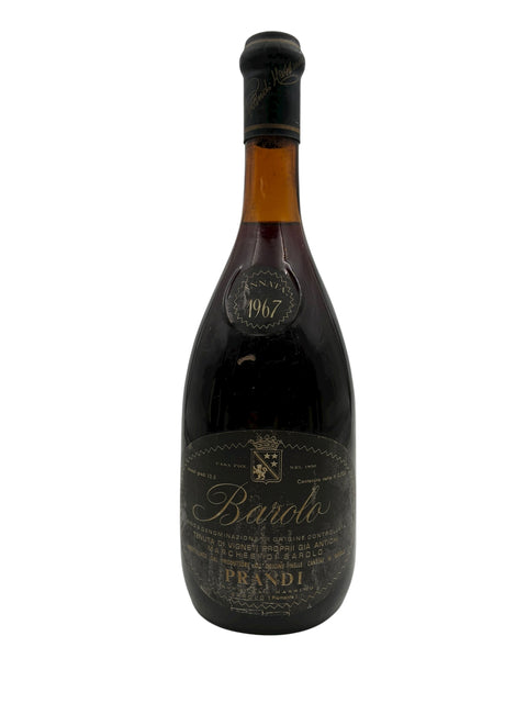 Barolo Prandi 1967 Flasche mit Vintage-Etikett