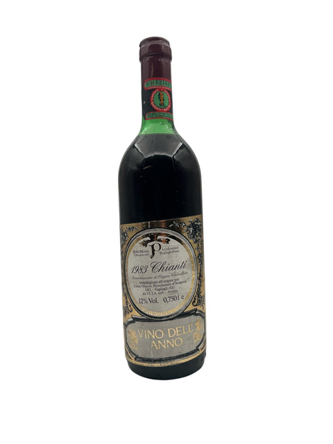 Flasche Chianti Poggiopiano 1983 mit Vintage-Etikett