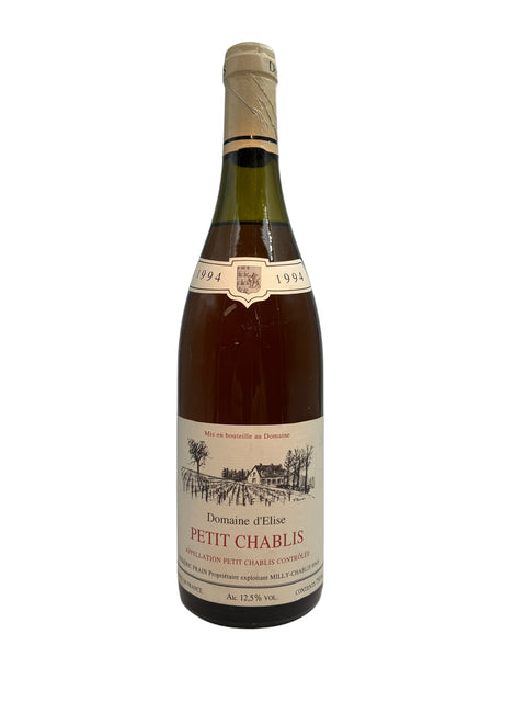 Die Flasche Weißwein Petit Chablis Domaine d'Elise 1994