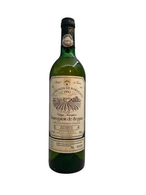 Flasche Sauvignon de Seguin 1990 Weißwein aus Bordeaux