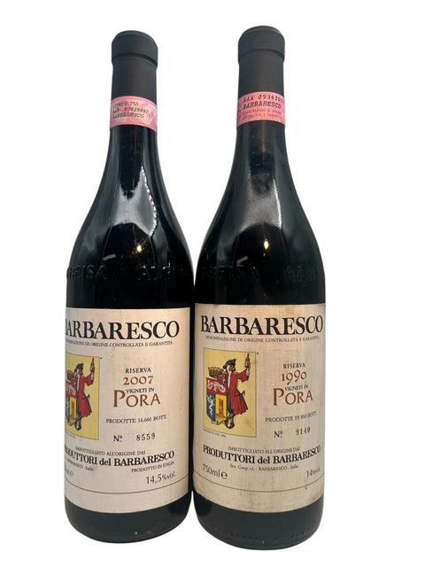 Flaschen Barbaresco 1990 und 2007 von Produttori del Barbaresco