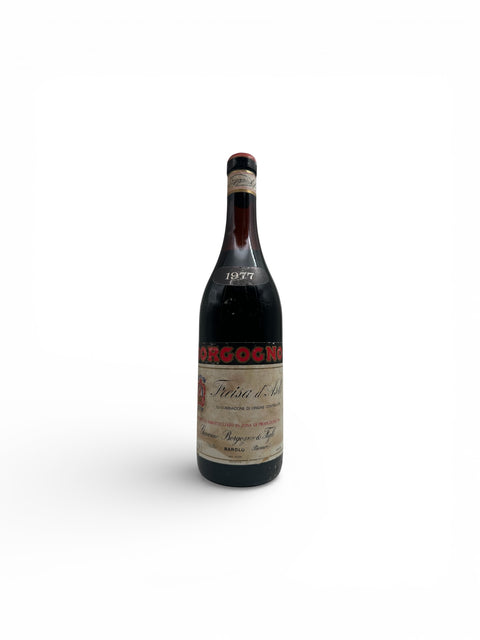 Flasche Rotwein Freisa di Chieri Borgogno 1977 mit Etikett