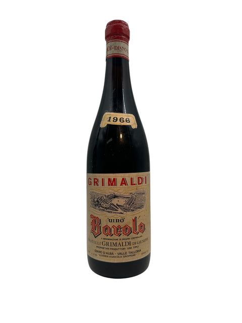 Flaske af Barolo Grimaldi 1966 med etiket