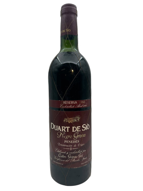 Flasche Rotwein Negre Grana Duart de Sió 1988 mit Etikett